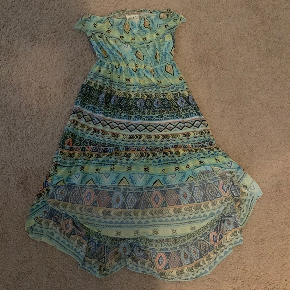 High low stretchy patterned dress